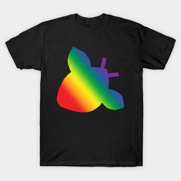 Pride Rainbow Gradient Silhouette Bee T-Shirt by ellenhenryart